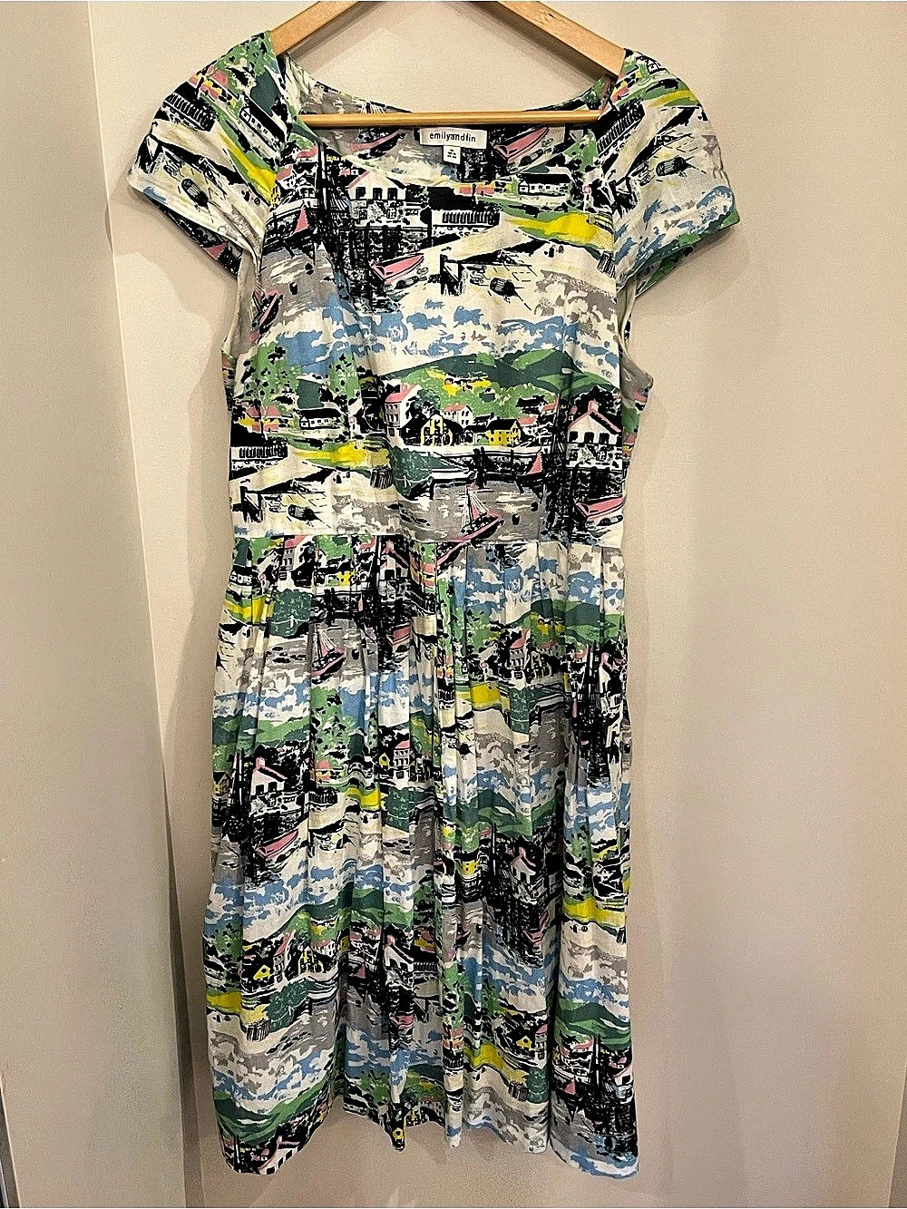 emilyandfin Abstract Print Maxi Dress in Green & Blue Size XL